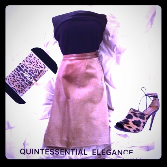 CARLISLE Pony Hair Skirt /Leather Trim - Picture 1 of 4
