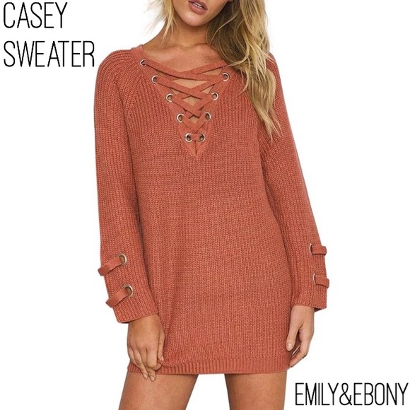 Casey Knit Long Sleeve Lace Up Sweater