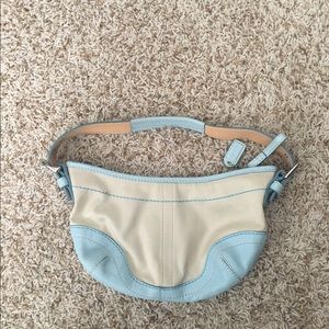 Cream & baby blue Coach purse