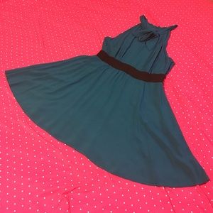 Modcloth Seventh Day teal dress with tie collar