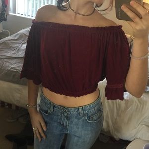Sale 💓🌈LF red soft crop off the shoulder top