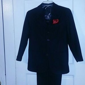 Boy's Black Pin Stripe Suit