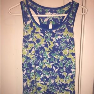 Blue green and white summer tank top