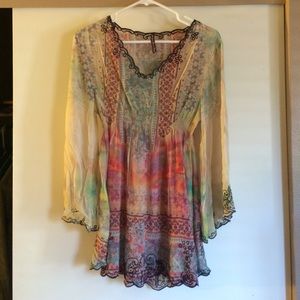 Colorful flowy sheer top