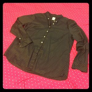 Gap navy and green polka dot button down shirt