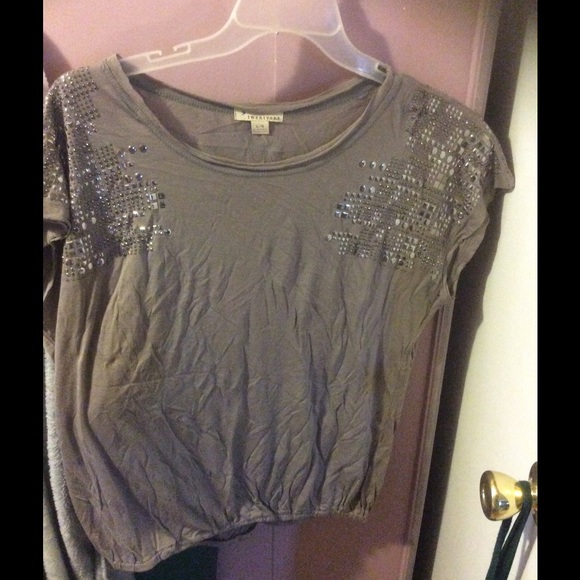 Grey top w silver beading