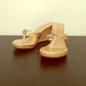 Lilly Pulitzer Gold Wedge Sandal
