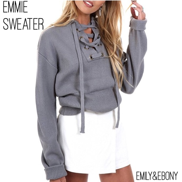 Emmie Long Sleeve Lace Up Sweater