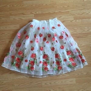 C'est Magnifique Embroidered Tulle Skirt