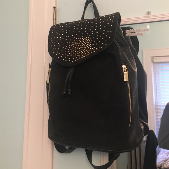 Deux luxe black suede backpack