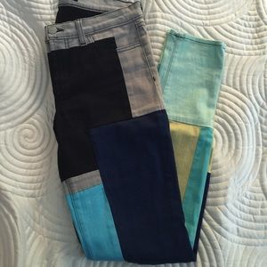 J Brand Super Skinny Color Block Jean