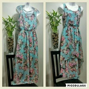 Blue Floral hi low maxi dress by forever 21