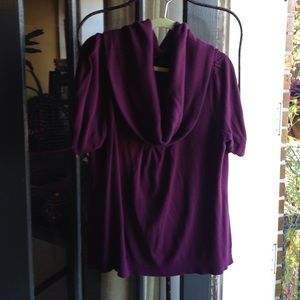 Cowl neck short sleeved sweater