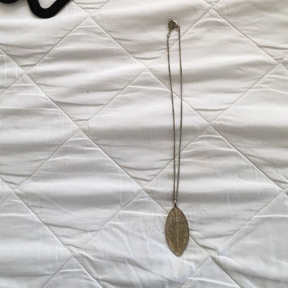 Gold colored leaf necklace