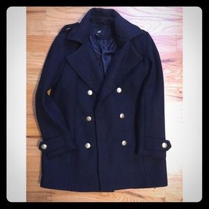 H&M Navy Peacoat with Gold Details Sz. 6