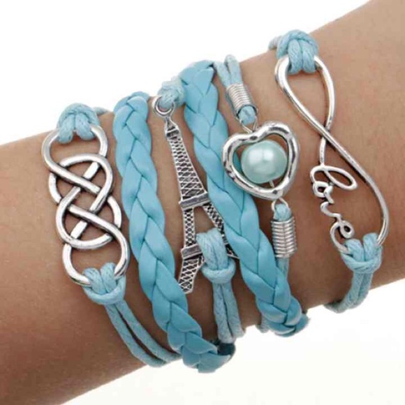 Sky Blue Infinity Love Eiffel Tower bracelet