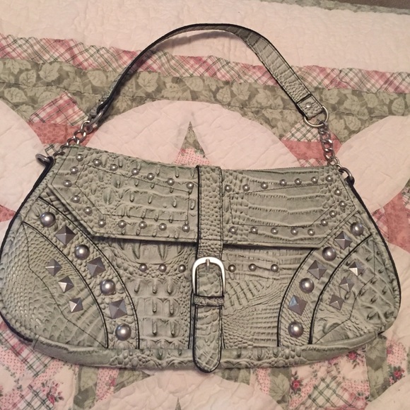Light green faux alligator Purse
