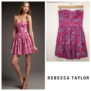 Rebecca Taylor $350 Silk Fit&Flare Strapless Dress