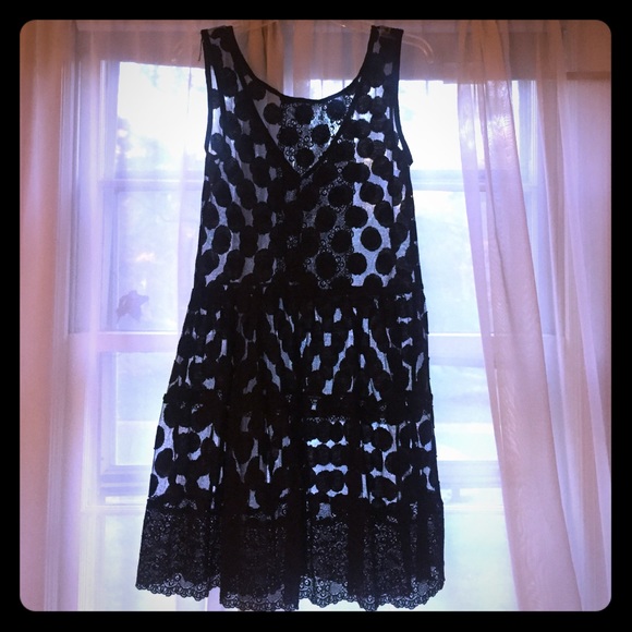 Black mesh polka dot dress