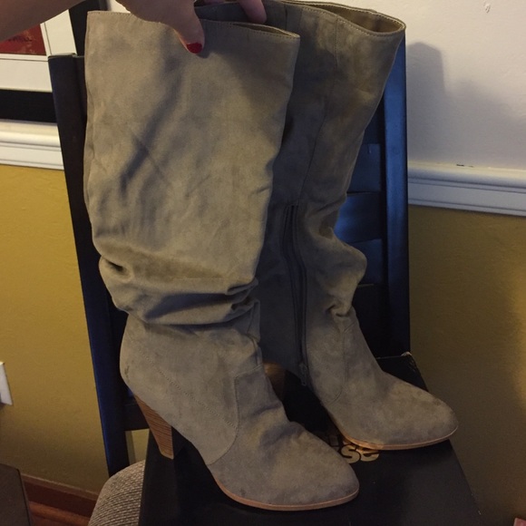 Charlotte Russe- Taupe Suede Boots