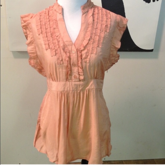 Anthropology Boho Blouse with Ruffles Size L