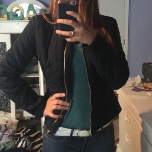 Navy quilted polyester jacket