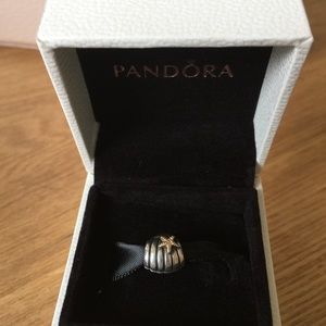 Sterling silver and 14K gold clam shell charm