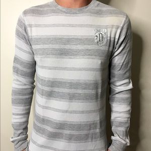 Long sleeve striped gray and white