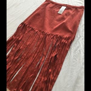Rust Fringe Skirt
