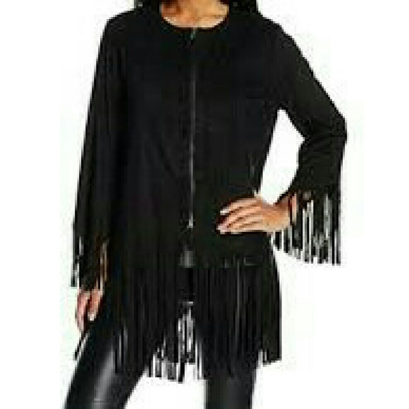 Faux Suede Jacket with Fringe