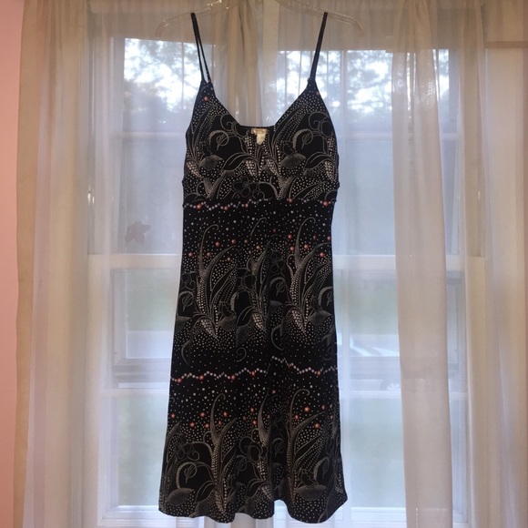 Black printed mini dress