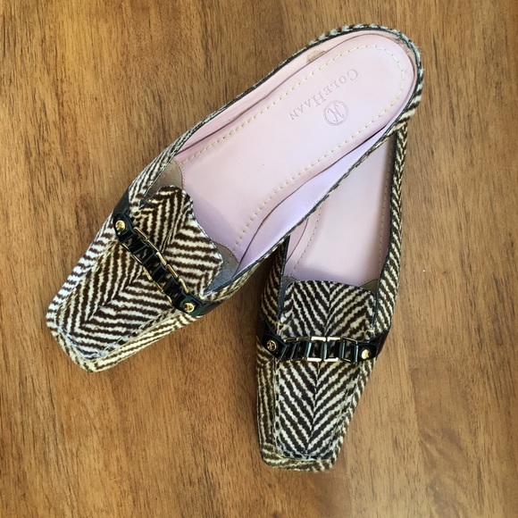 Cole Haan animal print fur mules