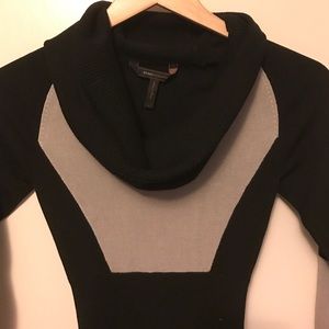 BCBG MAXAZRIA tight sweater dress with cowl neck