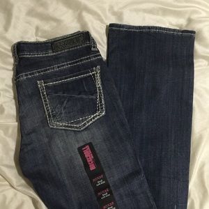 Dark wash, extra extra long, boot cut jeans
