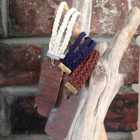 Boho Minimalist Cream Faux Suede Bracelet - Picture 2 of 2