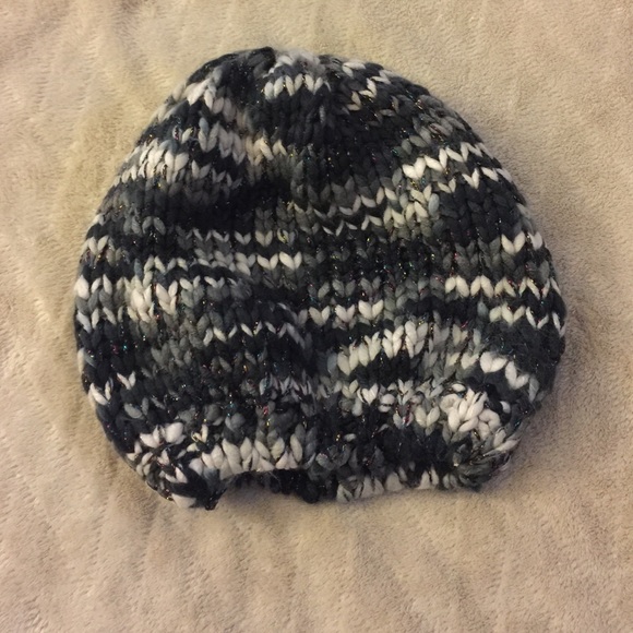 Black, grey, and white sparkly hat