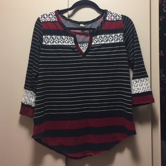 Free people lace and striped sweater