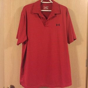 Under Armour Heat Gear red and black striped polo