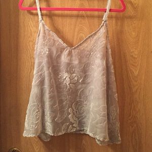 Grey sheer/velvet tank