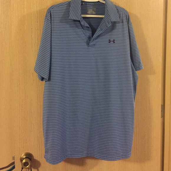 Under Armour Heat Gear blue & purple striped polo