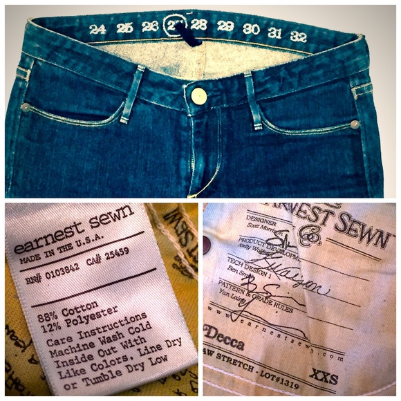 ❣NEW PRICE❣EARNEST SEWN Dark Wash Jeans Sz26/27 - Picture 4 of 4