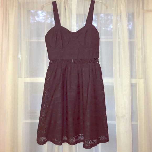 Dark grey short dress with cut out mid section