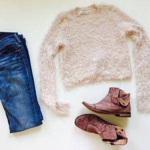 A&F Pink Fuzzy Half Sweater