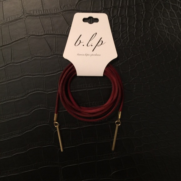 Burgundy/Gold Brass Wrap Choker - Picture 2 of 3