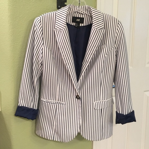 Sharp H&M navy striped blazer