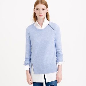 👻 J. Crew Merino Wool Asymmetric Zip Sweater