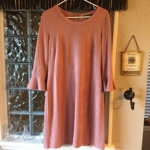 Rose colored suede-look dress