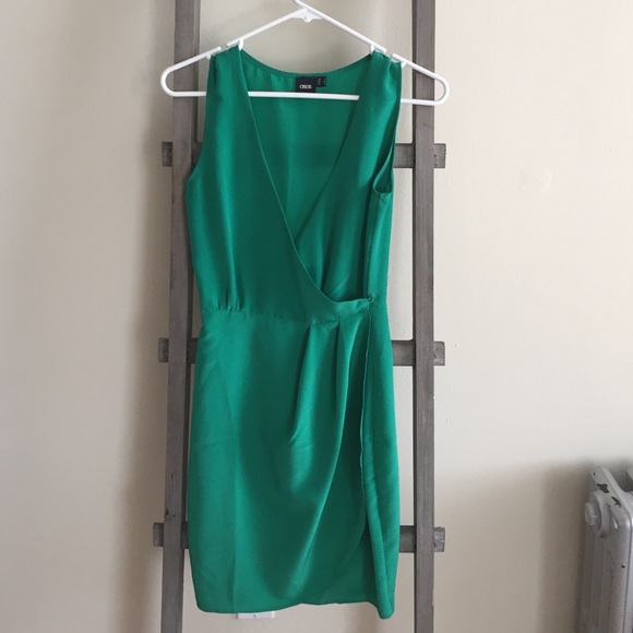 asos green wrap dress