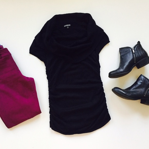 Express Cowl Neck Short Sleeve Sweater