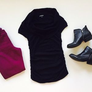 Express Cowl Neck Short Sleeve Sweater